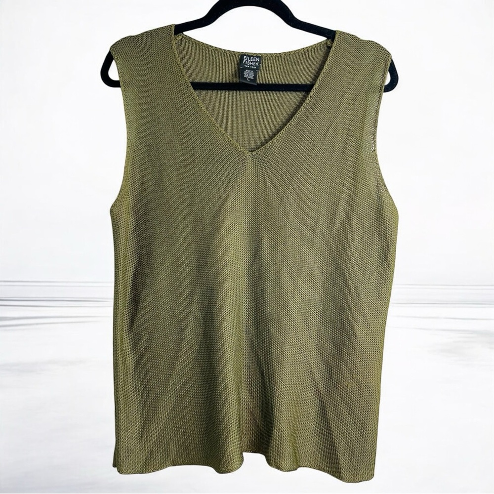 Eileen Fisher Olive Green Knit Tank - Size L